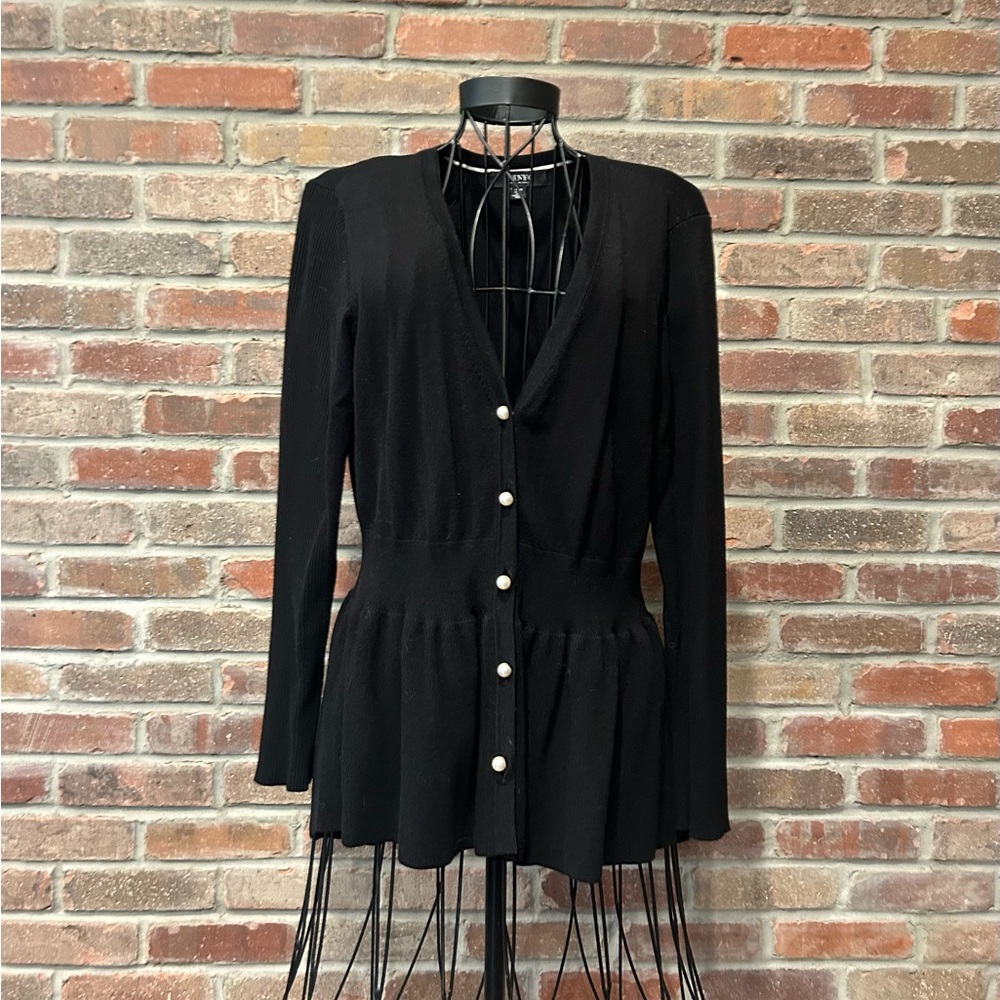 Isaac Mizrahi IMNYC Black Peplum Long Sleeve Sweater Size Medium